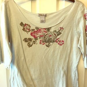 Lucky Brand L top light blue/flowers